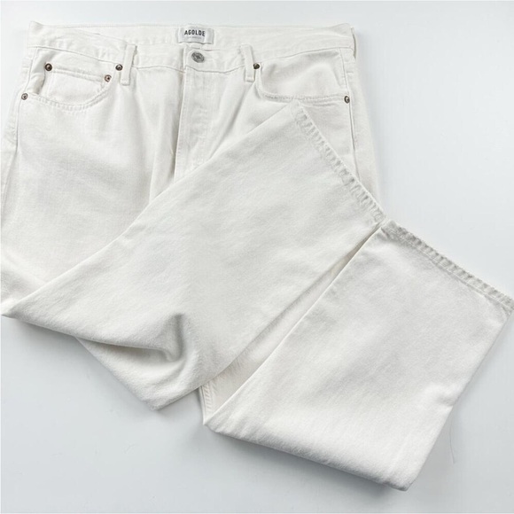 New Agolde Parker Straight Jeans White Milkshake Plus Size 32 Button Fly - Picture 8 of 12